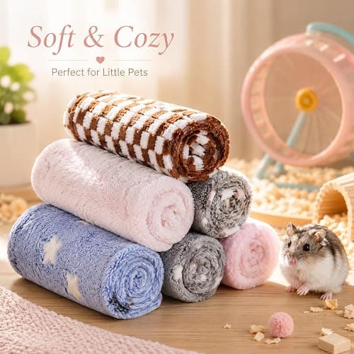 Grddaef Guinea Pig Fleece Blankets 6 Pieces Waterproof & Washable Small Animal Cage Liners Sleep Mat Bedding Pad for Hamster Chinchilla Rabbit Hedgehog (S-7.9 x 7.9 Inch) thumbnail 5