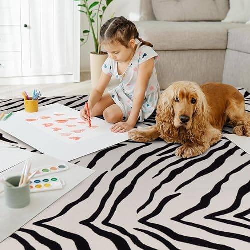 YIHOUSE Tiger Washable Area Rugs 5'x7', Black and Beige Modern Rug for Living Room, Bedroom, Ultra Thin Animal Stripe Print Rug for Girls Boys Nursery, Playroom, Dorm Room thumbnail 3