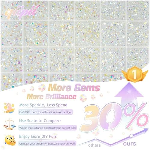 qiipii Transparent AB Resin Rhinestones for Bedazzling Crafting 2mm 3mm 4mm 5mm 6mm Clear White AB Flatback Jelly Stones Diamonds Gems Charms for Nails Face Eyes Makeup Tumblers Bottles Crafts Shoes thumbnail 2
