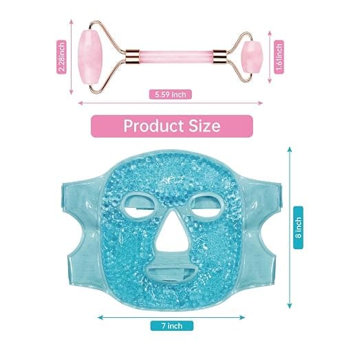 ZNÖCUETÖD Ice Face Roller Facial Jade Roller and Ice Face Mask Cold Cooling Gel Mask Gift Set for Women Face Aging Wrinkles Lifting Firming Puffy Eyes, Eye Face Neck Roller Massager SPA Tools - Blue(face Mask+jade Roller) thumbnail 6