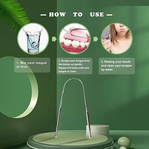 2 Pack Tongue Scraper, 100% Surgical 304 Stainless Steel Tongue Cleaner for Adults And Kids, Professional Tongue Brush for Oral Care, Improve Bad Breath and Fresh Breath thumbnail 7