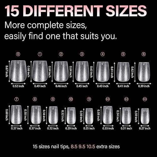 AILLSA Extra Short Coffin Nail Tips 15 Sizes Options Gel Nails Tips Full Cover Matte Prefiled Coffin Nails Tip Clear Soft Fake Nail Tip 240PCS with Storage Box thumbnail 5