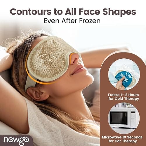 NEWGO Cooling Eye Mask for Puffy Eyes, Cold Eye Mask Eye Ice Pack for After Eyes Surgery, Tension Stress Relief, Itchy Eyes, Headaches, Dark Circles - Champane thumbnail 3