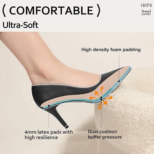 IDIFU IN3 High Heels Pumps Closed Toe Heels Women's Pumps Stiletto Pointed Toe Dress Shoes Wedding Prom Bridal Work Office Bride Guest Trendy Dressy Fashion Comfortable Pump Shoes thumbnail 3