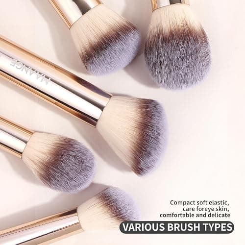 MAANGE 7pcs Makeup Brush Set Double Sided Kabuki Makeup Brushes Contour Brush for Foundation Liquid Powder Concealer Cream Cosmetics Bronzer Blending Blush Buffing Makeup Tools (Gold) thumbnail 2