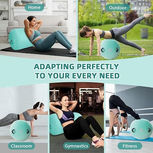 Vapaus Gymnastics Air Barrel Inflatable Tumbling Roller Mat Back Handspring Trainer Air Tumbler Octagon Barrel Gymnastics Equipment for Tumble Track Cheerleading Yoga Training Durable AntiSlip Double Seal Without Pump thumbnail 5
