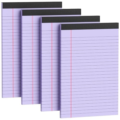 4 Pack Note Pads 5 x 8 Inch Purple Small Legal Pads 5 x 8 Colored Notepad 5 x 8 Perforated Writing Pads Lined Paper Pads College Ruled Pad Paper 30 Sheets Notebook for Study, To-Do Lists, Office - Image 1