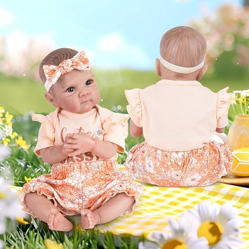 Aori Lifelike Baby Dolls Clothes 20 Inch Pink Shirt and Floral Pants Set for 17-20 in Realistic Reborn Girl Doll thumbnail 2
