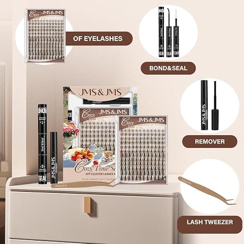 JMS&JMS Fairy Lash Clusters Kit Natural Cluster Lashes Invisible Band Manga Lashes with Lash Bond and Seal Eyelash Applictor Lash Remover Lash Extension Kit for Beginner (Fairy-8-18mix) thumbnail 9