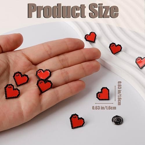 vintage 8-bit pixel style heart-shaped enamel lapel pins - game-themed cute alloy brooch, perfect accessory for female gamers, ideal for jackets, backpacks, and other clothing thumbnail 3