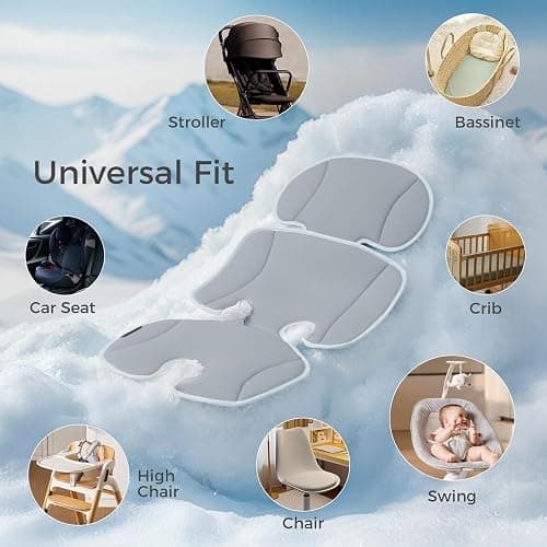 Momcozy Stroller Cooling Pad | Detachable 2-Piece Cooling Cushion | Universal Soft Cooler Pad, Breathable & Adjustable Car Seat Liner | Fits Strollers, Car Seat, Swing, High Chair, Bassinet thumbnail 5