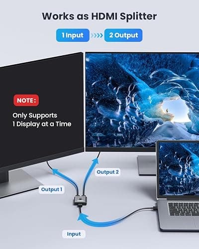 vilcome HDMI Switch 4K@60Hz, Bidirectional HDMI Splitter 2 in 1 Out, Aluminum HDMI Switcher Supports Ultra HD 4K 1080P 3D HDR, Compatible for Fire Stick, PC, Xbox, PS5/4/3, Roke, Blu-Ray Player thumbnail 5