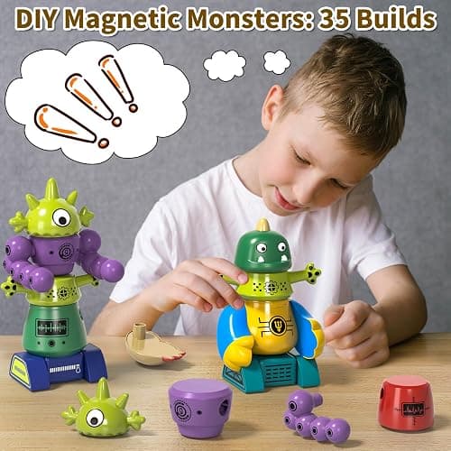 BLmukce Magnetic Robot Toy for Kids 3-5, 35 PCS STEM Educational Playset with Storage Box, DIY Stacking Monster Robots, Toddler Creative Alien Toys Gift for Boys Girls (Christmas Birthday) thumbnail 6