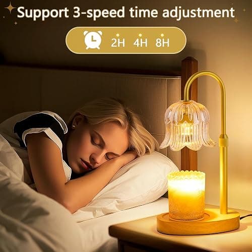 CRMILL Candle Warmer Lamp Electric Timer - Candles Warming Light Height Adjustable Dimmable Warmers Flower Lamps No Flame Heat Warm Melt Wax Jar Modern Home Decor Table Lights for Home Living Bedroom thumbnail 5