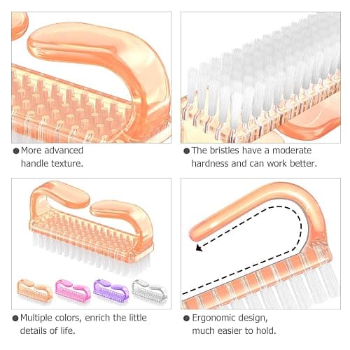 Larbois Handle Grip Nail Brush, Nail Brushes Hand Fingernail Brush Cleaner Scrubbing Kit Pedicure for Toes and Nails Men Women (4 Pack) thumbnail 3