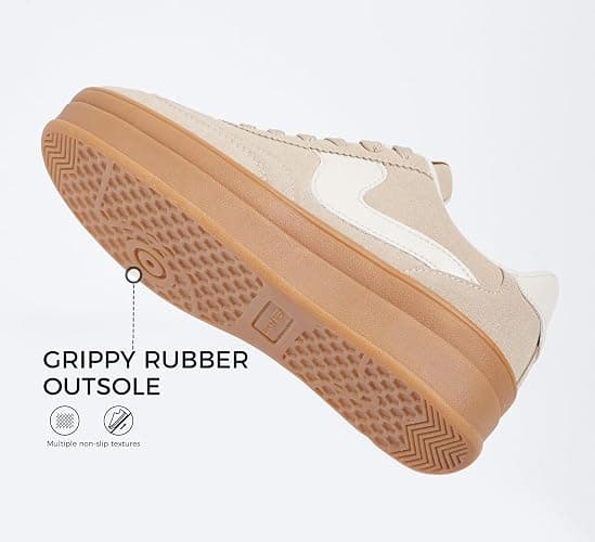 LUCKY STEP Women's Platform Fashion Sneakers Thick Sole Suede Genuine Leather Classic Rubber Gum Sole Low Top Casual Walking Shoes thumbnail 9
