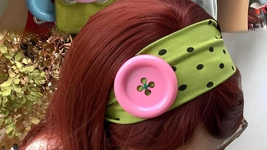 Wishcore Big Button Polka Dot Wide Headband Hair Hoop Y2K Retro (White-Red) | Cutecore,Daily Makeup Hair Accessory,Cute Headbands,Soft Non Slip Fashion Hair Bands,Daily Outfits Party Hair Accessories thumbnail 2