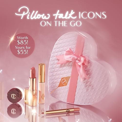 Charlotte Tilbury Pillow Talk Icons On the Go Kit - 4-Piece Makeup Set with Cream Eyeshadow, Mini Matte Lipstick, Lip Liner & Liquid Highlighter Blush in Iconic Nude-Pink Tones thumbnail 2