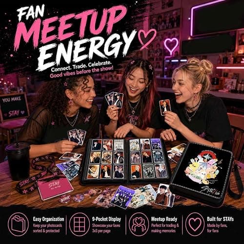 Stray Photocards Binder 1008 Pockets, Stray Fans Gifts & SKZOO Merch Collectors, 9-Pocket Portable Waterproof Display Kpop Photo Cards Collector Ablum Holder Book with 56 Removable Sleeves -SKZOO thumbnail 3