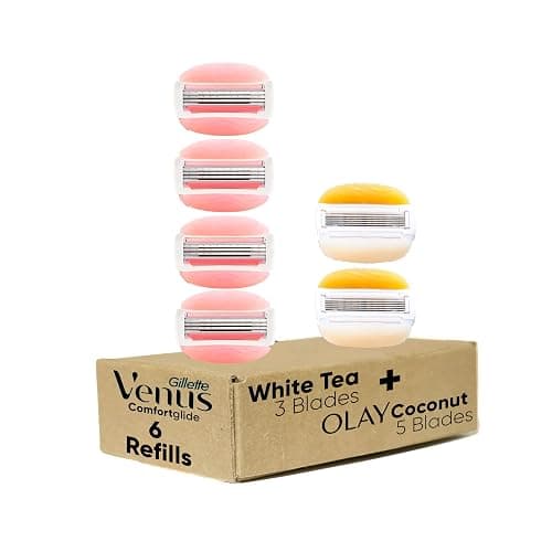 Gillette Venus ComfortGlide White Tea 4 count, with Gillette Venus ComfortGlide plus Olay 2 count, Women's Razor Blade Refills, Holiday Gifts for Women thumbnail 10