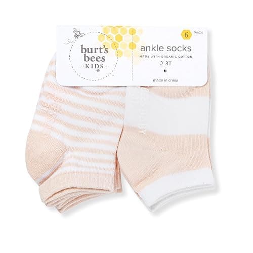 Burt's Bees Baby Baby Girls' Ankle Socks with Non-Slip Grips (6-Pack) thumbnail 2