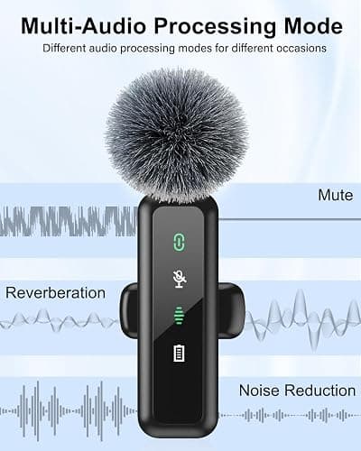 Wireless Lavalier Microphone for iPhone 15/16-2 Pack USB-C Mini Mic for iPhone, Android, iPad with Noise Cancelling & LED Display, Crystal Clear Recording for TikTok, YouTube, Podcast, Vlogging thumbnail 3