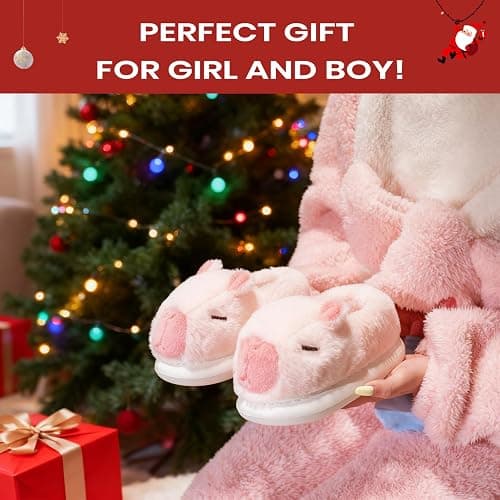 XUNBAI Cute Capybara Slippers for Kids,Toddler House Slippers,Kids Funny Soft Fuzzy Winter Animal Shoes for Girls Boys,Capybara Gifts thumbnail 4