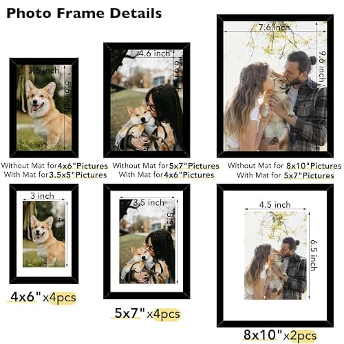 JCJMY 10 Packs Picture Frames Collage Wall Decor for Wall Hanging or Tabletop, 8x10, 5x7, 4x6 Multi Sizes Photo Frames, Collage Picture Frames for Family Wall Decor, Gallery Wall Frame Set, Black thumbnail 4