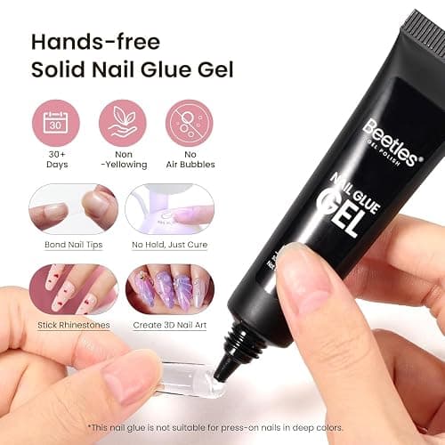 Beetles Gel Nail Kit Medium Almond with Nail Dehydrator and Primer, 576Pcs Half Matte Etch-X Gel Nail Tips Solid Nail Glue Mini Nail Lamp Acrylic Nail Tips Easy DIY Nail Extension Set Gift for Women thumbnail 5
