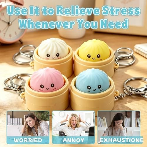 4Pack Keyboard Fidget Toy–Funny Faces Clicker, Anxiety Stress Relief Fidget Toys for Adults & Kids, Portable Keychain Clicker Toy for Work Travel Home Party Gifts thumbnail 6