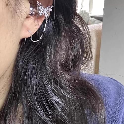 Butterfly Rhinestone for Clip on Earbuds Open Ear Accessories, Elegant Zirconia Decorative Earphone Accessories, Removable Exquisite DIY Decoration (Butterfly) thumbnail 3