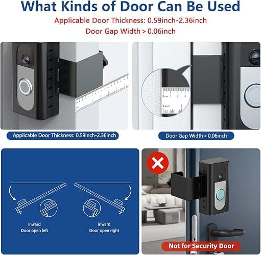 KIMILAR Anti-Theft Video Doorbell Mount Compatible with Ring/Blink Wireless Video Doorbell, Adjustable Mounting Bracket Accessories for Houses, Apartments, Businesses, Not for Blink 2nd Gen thumbnail 3