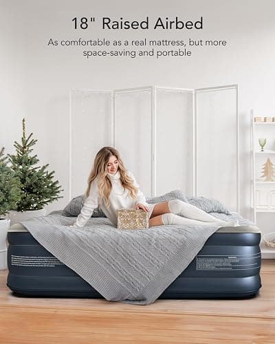 iDOO Queen Air Mattress with Built in Pump, 18 Raised Comfort Inflatable Mattress Blow up Mattress, Upgraded Four Chamber Portable Air Bed for Camping, Guests and Home, Colchon Inflable, 650 lbs Max thumbnail 6