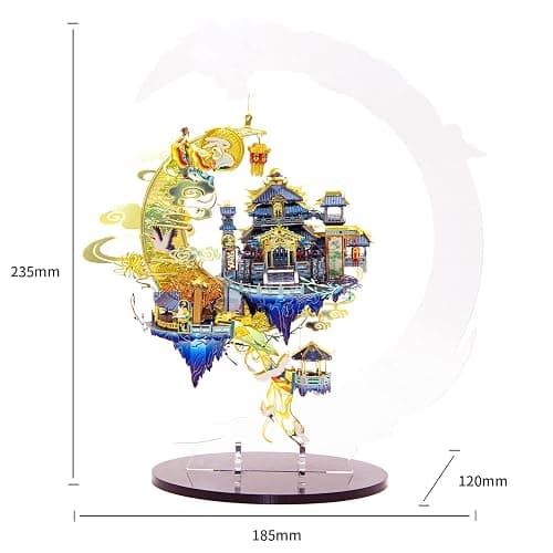 MU Moon Palace 3D Metal Puzzles for Adult to Build with Lighting Holder, DIY Metal Model Kits Building, Birthday Mother Day Mom Gift Desk Decor thumbnail 3