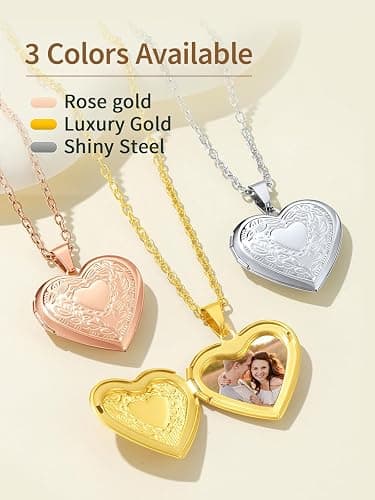 FindChic Locket Necklace for Women, Silver/Black/Rose Gold/Gold Plated Personalized Memorial Gifts, Custom Photo Jewelry for Loved Ones, Birthday Valentine's Day Keepsake, Versatile Styles Available thumbnail 8