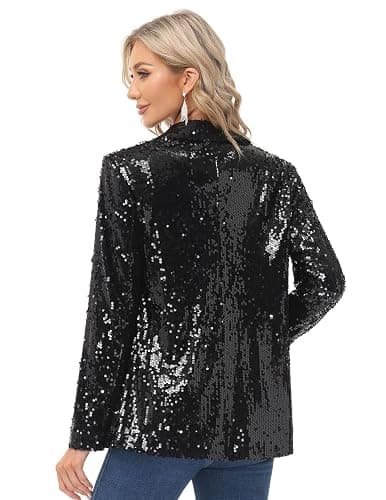 KANCY KOLE Women's Sequin Jackets Open Front Blazer Jacket Casual Long Sleeve Sparkly Cardigan Coat with Pocket S-XXL thumbnail 2