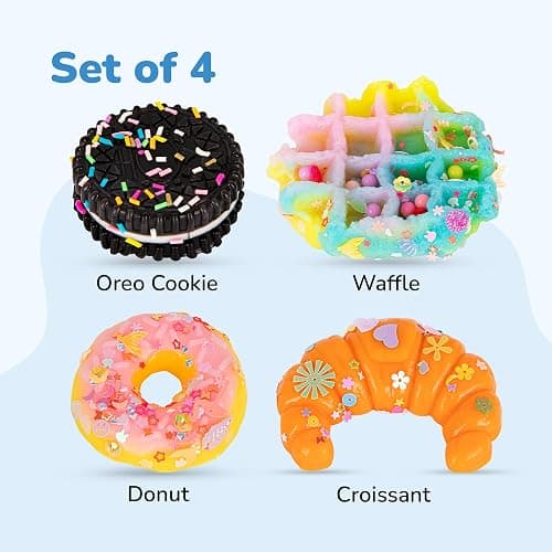 ArtCreativity Squishy Treats Fidget Toys for Kids and Adults - 4 Pack - Super Soft Squishy Dessert Include Sandwich Cookie, Donut, Croissant, and Waffle - Squeeze Toys for Stress Relief and Anxiety thumbnail 7