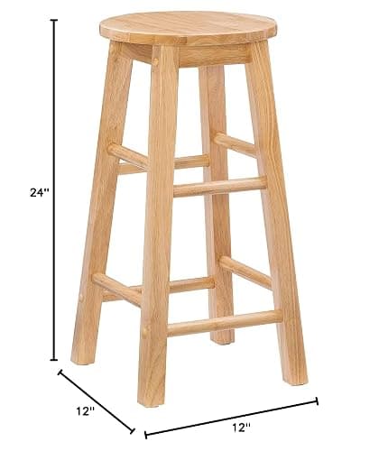 Linon Natural Barstool with Round Seat, 24-Inch thumbnail 16