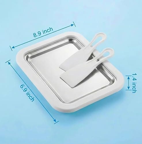 At-Home Rolled Ice Cream Maker - Magic Instant Freeze Pan for DIY Soft Serve & Frozen Yogurt. Easy-to-Use Ice Cream Rolling Tray with Spatulas. Ideal Summer Gift & Kitchen Activity for Kids (White) thumbnail 2