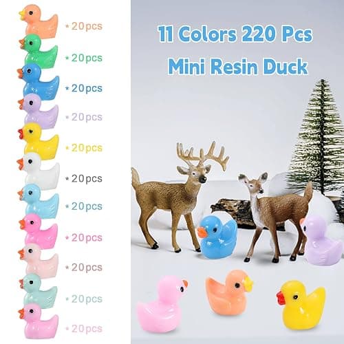 LOUHUA 220 Pcs Mini Resin Ducks Bulk, Colorful Tiny Duck Figurines for Miniature Dollhouse Decor, Fairy Garden, Aquarium Landscape, DIY Crafts, Party Favors, Hide & Seek Game, Classroom Activities thumbnail 5