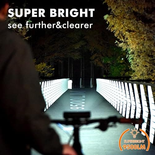 Bike Lights for Night Riding Rechargeable 9500 Lumen Bicycle Lights Front and Rear Rechargeable 5 Adjustable Modes 5 Bike Headlight and Tail Light Set 5 Adjustable Modes for Cycling thumbnail 2