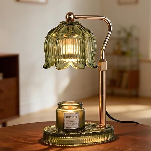 Dimmable Candle Warmer Lamp with Timer,Birthday Gifts for Women Home Decor | Adjustable Height Flower Candle Lamp Warmer with 2 Bulbs for Candle Jars,Decorations Gifts for Living Room(Green) - Image 1