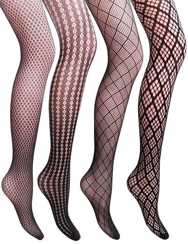 VERO MONTE Women Patterned Fishnet Tights Black Fishnets Net Stockings Pantyhose - Image 1