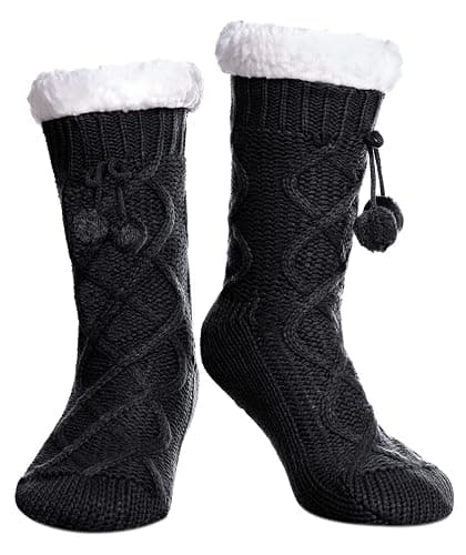 Yebing Womens Non Slip Slipper Socks Winter Warm Soft Cozy Fuzzy Fleece-lined Grippers Home Socks - Image 1
