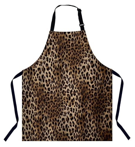 Xuwenz Leopard print pattern Kitchen Apron for Women Men, Adjustable Apron Chef Bakers Apron Cooking Apron Cooking Baking Gardening - Image 1