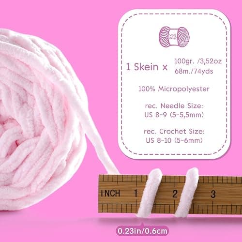 Chunky Chenille Yarn for Crocheting, Fluffy Baby Blanket Yarn for Crochet Sweater Shawl Scarf Gloves, Super Soft Amigurumi Plush Yarn 74 yds/3.5 oz (Black) thumbnail 3