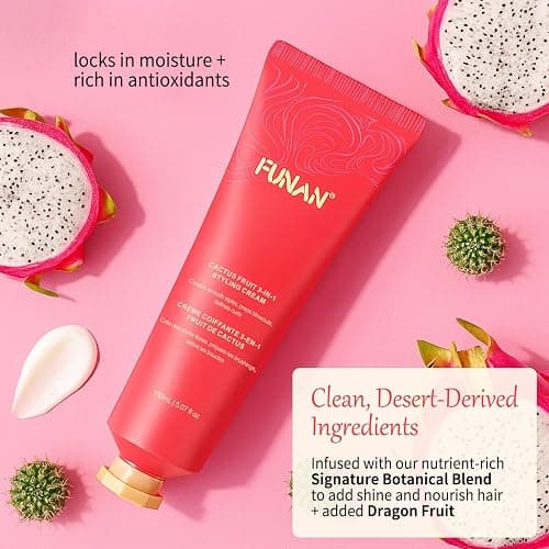 Cactus Fruit 3-In-1 Styling Cream - Smooth Styles, Prep Shiny Blowouts, Defines Curls (150ml), No Chemical Flavors Fly Away Hair Tamer. thumbnail 7
