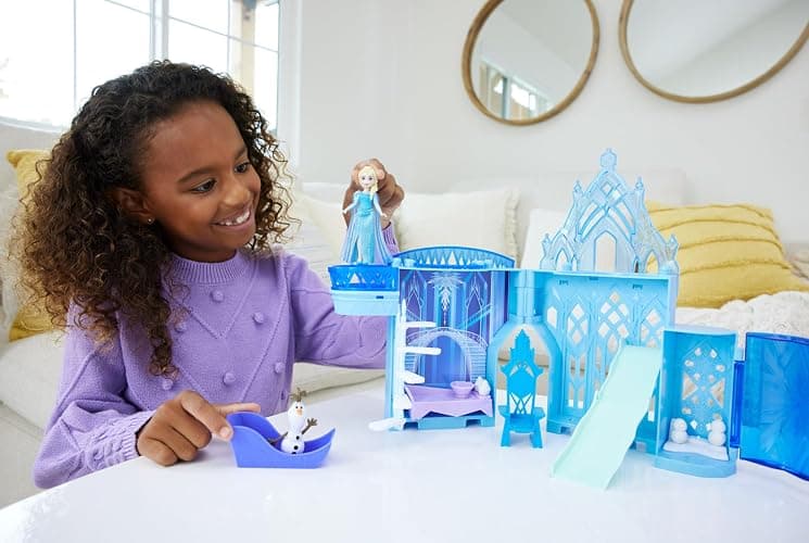 Mattel Disney Frozen Toys, Elsa Stackable Castle Doll House Playset with Small Doll and 8 Pieces, Inspired by the Disney Frozen Movies, Kids Travel Toys and Gifts, JDP23 thumbnail 2