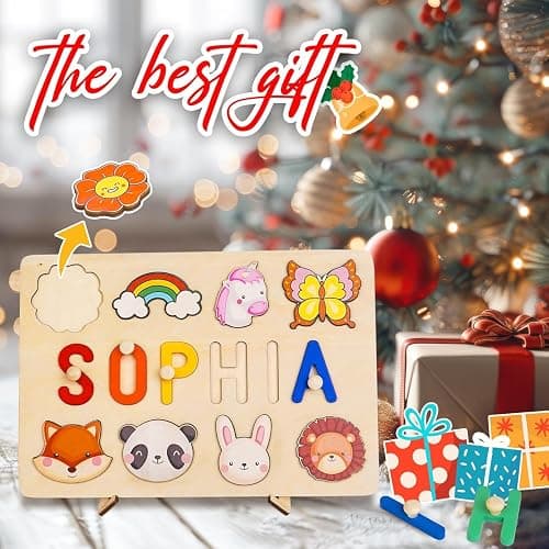 Personalized Name Puzzle for Kids, Wooden Puzzles for Toddlers 1-3, Custom Baby Toddler Toys for 1 Year Old, Personalized Christmas Birthday Gifts thumbnail 4