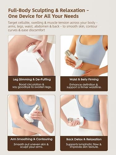 Yuonry Lymphatic Drainage Massager & Anti Cellulite Massage Tool, Reduce Stretch Marks & Cellulite, for Legs, Arms & Belly, Body Sculpting Machine with Microcurrent, Light, Heat & Vibration,White thumbnail 5